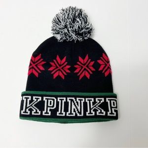 Pink Victoria’s Secret snow flakes Pom Pom hat